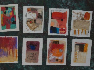 Selection of small paintings done by Barb Smucker in a recent workshop by Skip Lawrence.  Barb's assignment in that workshop was to create 30 small paintings!  Barb used these paintings to show design